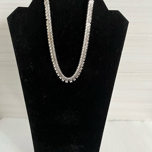 Vintage Sterling Silver Mexico L92 925 Greek Key Pattern Link 16" Necklace - Picture 4 of 10